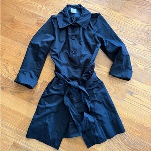 J. Jill Gathered Waist Black Trench Coat with Belt